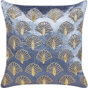 Beliani - Scatter Cushion Velvet Pillow Decorative Handmade Seashell Embroidery Square 45 x 45 cm Violet and Gold Pandorea - Gold