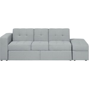 BELIANI 3 Seater Sofa Bed With Storage Sectional Ottoman Fabric Light Grey Falster - Grey