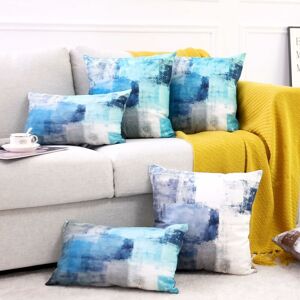 LANGRAY Set of 2 blue cushion covers and contemporary abstract beige, modern decorative cushion cushions for bedroom, sofa, living room 40 x 40 cm