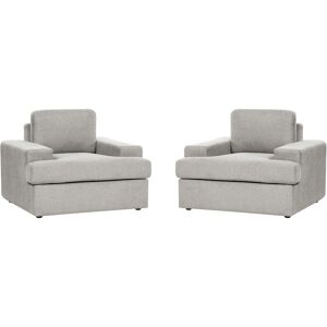 BELIANI Set of 2 Classic Armchairs Upholstered Polyester Fabric Cushioned Backrest Thickly Padded Light Grey Alla - Grey