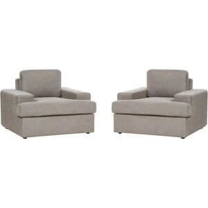 BELIANI Set of 2 Classic Armchairs Upholstered Polyester Fabric Cushioned Backrest Thickly Padded Taupe Alla - Brown