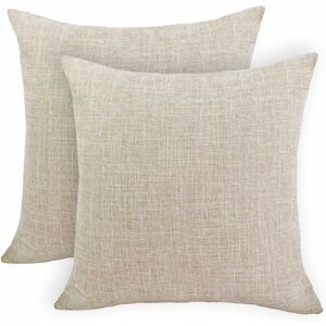 HÉLOISE Set of 2 Cotton and Linen Cushion Cover Sofa Home Decor Decorative Pillow Cases Classic Cushion Cover for Home Living Room Bedroom Bed 40 40cm Beige