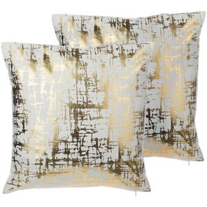 Beliani - Set of 2 Metallic Cushions Crackle Effect Home Decor 45 x 45 cm Gold Gardenia - Gold