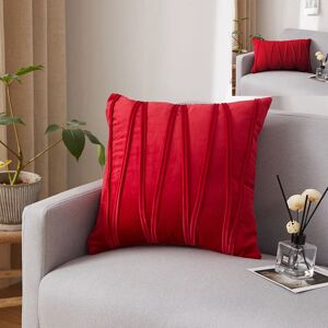 Groofoo - Set of 2 Cushion Cover Three-Dimensional Geometric Stripes Velvet Decorative Pillow Case Home Living Room Sofa Bedroom (45x45cm, big red)