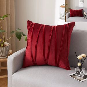 Groofoo - Set of 2 Cushion Cover Three-Dimensional Geometric Stripes Velvet Decorative Pillow Case Home Living Room Sofa Bedroom (45x45cm, Burgundy)