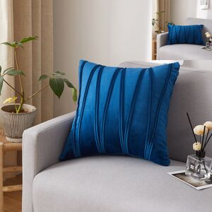 Groofoo - Set of 2 Cushion Cover Three-Dimensional Geometric Stripes Velvet Decorative Pillow Case Home Living Room Sofa Bedroom (45x45cm, Dark Blue)