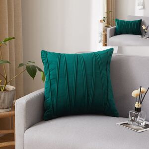 Groofoo - Set of 2 Cushion Cover Three-Dimensional Geometric Stripes Velvet Decorative Pillow Case Home Living Room Sofa Bedroom (45x45cm, Dark Green)