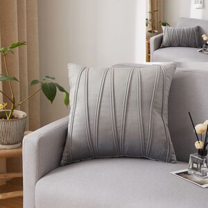 Groofoo - Set of 2 Cushion Cover Three-Dimensional Geometric Stripes Velvet Decorative Pillow Case Home Living Room Sofa Bedroom (45x45cm, Grey)