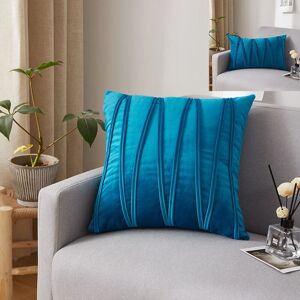 Groofoo - Set of 2 Cushion Cover Three-Dimensional Geometric Stripes Velvet Decorative Pillow Case Home Living Room Sofa Bedroom (45x45cm, Peacock