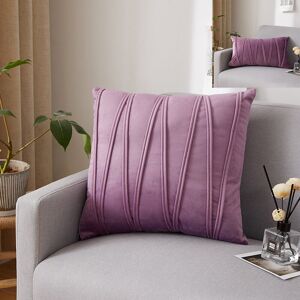 Groofoo - Set of 2 Cushion Cover Three-Dimensional Geometric Stripes Velvet Decorative Pillow Case Home Living Room Sofa Bedroom (45x45cm, Purple)