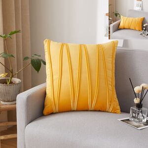 Groofoo - Set of 2 Cushion Cover Three-Dimensional Geometric Stripes Velvet Decorative Pillow Case Home Living Room Sofa Bedroom (45x45cm, Yellow)