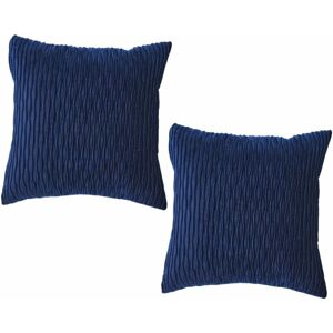 Rhafayre - Set of 2 Cushion Cover, Velvet Modern Pillow Covers for Sofa Bed Couch Chair Bedroom Living Room, 45x45cm, Dark Blue