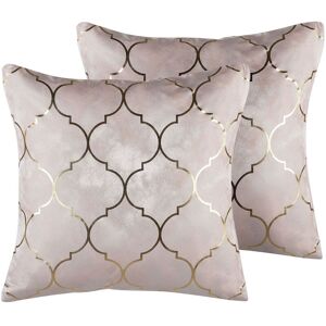 Beliani - Set of 2 Toss Pillows Pink Gold Moroccan Pattern 45 x 45 cm Alyssum - Pink