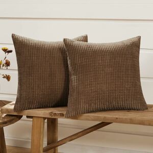 Groofoo - Set of 2 Dark Brown Velvet Cushion Cover 50x50cm for Living Room Decorative Cushion Cover