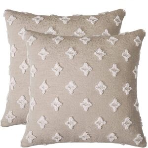 PESCE Set of 2 Decorative Throw Pillow Covers Rhombic Jacquard Pillowcase Soft Square Cushion Case for Couch Sofa Bed Bedroom Car Living Room-18''x18''