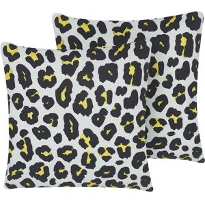 Beliani - Set of 2 Garden Throw Pillows Leopard Print 45 x 45 cm Black and White Karditsa - Multicolour