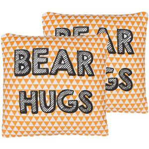 Beliani - Set of 2 Kids Cushions Bear Hugs Print Orange Cotton No Zip 40 x 40 cm Radzkot - Orange