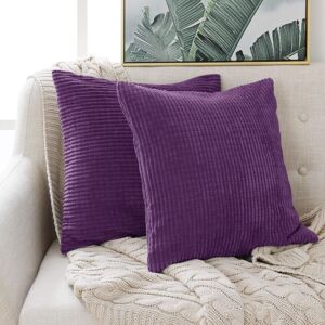 Groofoo - Set of 2 Light Purple Velvet Cushion Cover 50x50cm for Living Room Decorative Cushion Cover