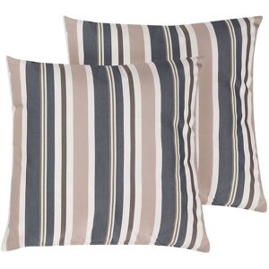 BELIANI Set of 2 Outdoor Scatter Pillows Blue Beige Polyester Cover Zippered Garden Patio - Multicolour