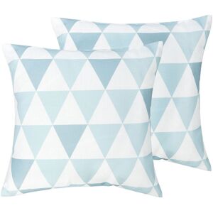 Beliani - Set of 2 Outdoor Garden Cushions 40 x 40 cm Blue and White Trifos - Multicolour