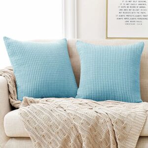 Groofoo - Set of 2 Sky Blue Velvet Cushion Cover 50x50cm for Living Room Decorative Cushion Cover