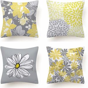 Groofoo - Set of 4 Cushion Cover, Flower Pillow Case for Sofa Home Living Room Bedroom Home Decor 45X45cm (Daisy - 45X45)