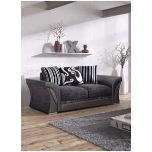 FANCY SOFA Shannon 2 Seater Chenille Fabric Sofa - Black & Grey