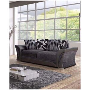 FANCY SOFA Shannon 3 Seater Chenille Fabric Sofa - Black & Grey