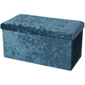 simpa Velour Ottoman Storage with Extra Thick Cushion - SAPPHIRE BLUE - Sapphire Blue