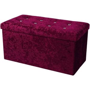 Velour Ottoman Storage with Extra Thick Cushion - purple - Purple - Simpa