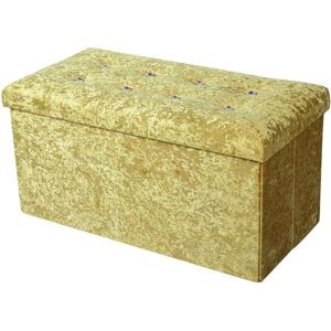 Velour Ottoman Storage with Extra Thick Cushion - yellow gold - Yellow Gold - Simpa