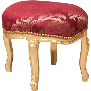 Biscottini - sized Louis xvi French style solid beech wood footstool - red and gold