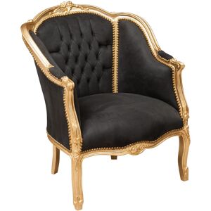 Biscottini - Baroque entrance armchair 80x94x82 cm Upholstered living room armchair Chairs with armrests French style Velvet bedroom armchair - black