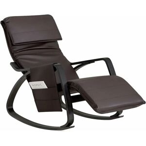 Pu leather Rocking Chair with Adjustable Footrest and Removable Side Bag, FST20-BR - Sobuy