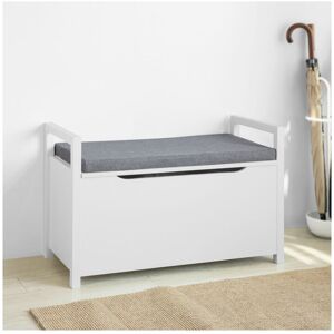 Storage Bench with Lift Up Top and Seat Cushion, Bench with Storage Chest, Toy Chest, FSR76-W - Sobuy