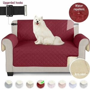 HOOPZI Sofa Covers Waterproof Dog Sofa Cover with Non-Slip Foam Elastic Band to Protect Against Splashes, Wear and Cracks (Wine Red, 2 Seater)