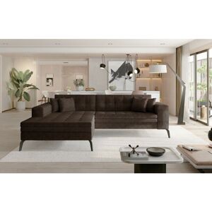 ROMANO Solange Left Hand Facing Corner Sofa Bed - Brown