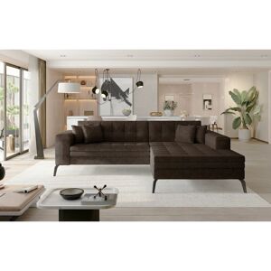 ROMANO Solange Right Hand Facing Corner Sofa Bed - Brown