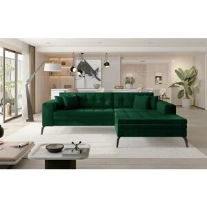 ROMANO Solange Right Hand Facing Corner Sofa Bed - Bottle Green