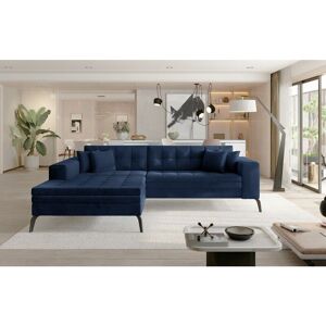 ROMANO Solange Left Hand Facing Corner Sofa Bed - Navy Blue