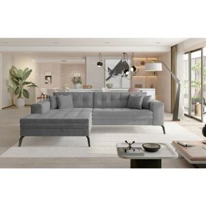 ROMANO Solange Left Hand Facing Corner Sofa Bed - Velvet Grey