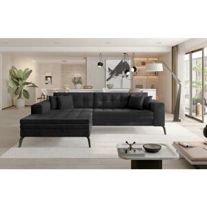 ROMANO Solange Left Hand Facing Corner Sofa Bed - Velvet Dark Grey