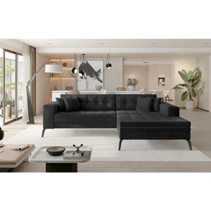ROMANO Solange Right Hand Facing Corner Sofa Bed - Velvet Dark Grey