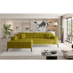 ROMANO Solange Left Hand Facing Corner Sofa Bed - Yellow