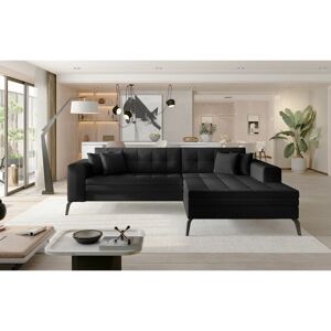 ROMANO Solange Right Hand Facing Corner Sofa Bed with Faux Leather - Black