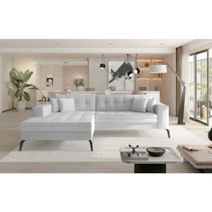 ROMANO Solange Left Hand Facing Corner Sofa Bed with Faux Leather - White