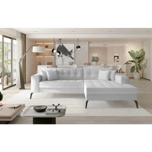 ROMANO Solange Right Hand Facing Corner Sofa Bed with Faux Leather - White