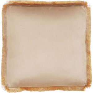 Beliani - Square Seat Cushion Velvet Decorative Tassels Round 40x40cm Beige Pothos - Beige