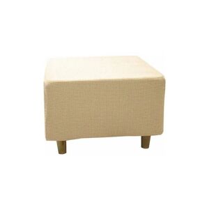 ORCHIDÉE Square Stretch Pouf Covers, Footstool Cover Furniture Protector Stool Cover with Washable Non-Slip Elastic Bottom (M,Jacquard Beige)