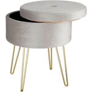 Tectake - Convertible footstool Ava in Velvet look - bar stool, dressing table chair, dressing table stool - light grey - light grey